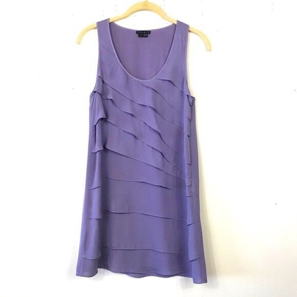 Theory Dorosa Silk Mini Dress Lavender Tiered Y2K Party Date Night Size 0 Purple - Picture 7 of 15